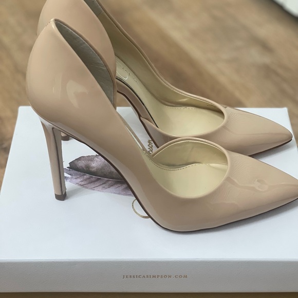 Jessica Simpson Cream Patent Nude Pointed-Toe Pumps - Picture 6 of 6